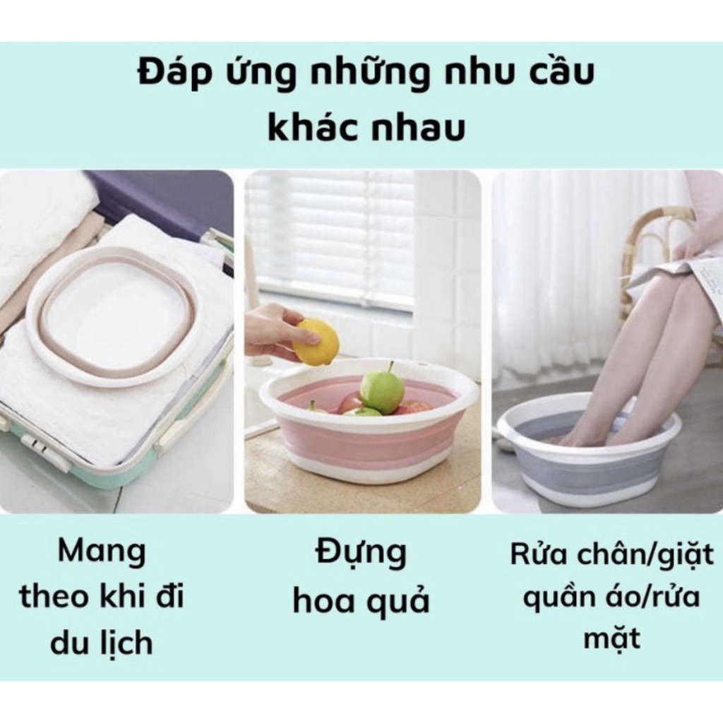 Chậu Silicon Gấp Gọn Đa Năng Tiết Kiệm Không Gian, Chậu Rửa Mặt , Tay Chân Cho Bé Nhỏ Gọn 88331 lamon Store