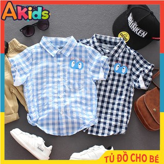 Áo Sơ Mi Cộc Tay Kẻ Caro Cho Bé Mặc Mùa Hè Size 8-25kg