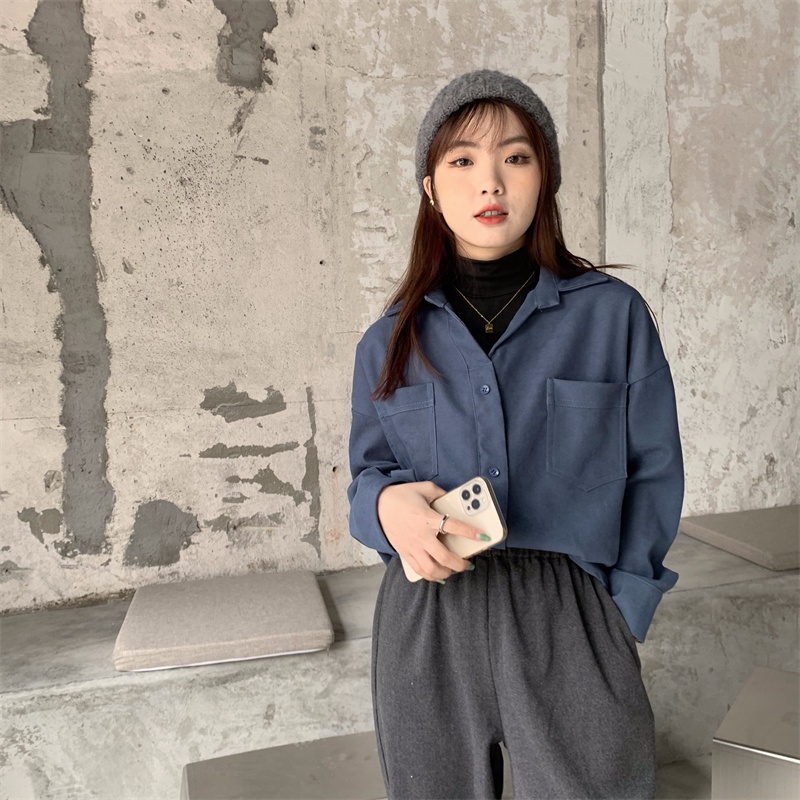 【ZHELIHANGFEI】Áo Sơ Mi Nữ Tay Dài Form Rộng Theo Phong Cách Retro Hợp Thời Trang