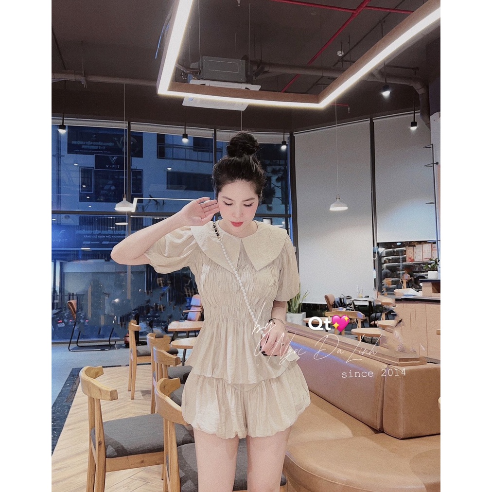 Set sơ mi nhún eo quần bồng siêu hót LT548