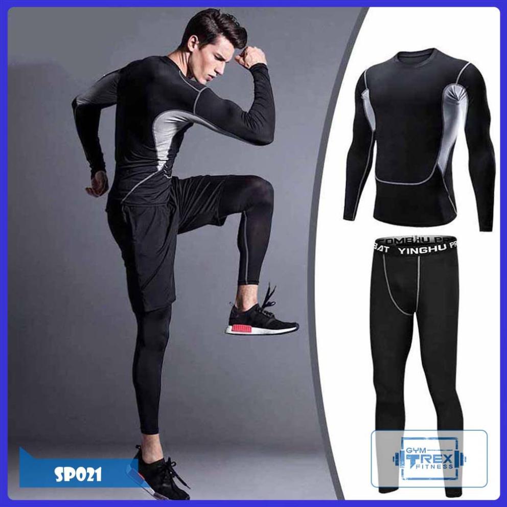 Quần áo gym nam Pro combat ôm body SP021, Bộ quần áo thể thao nam - Gym Trex !