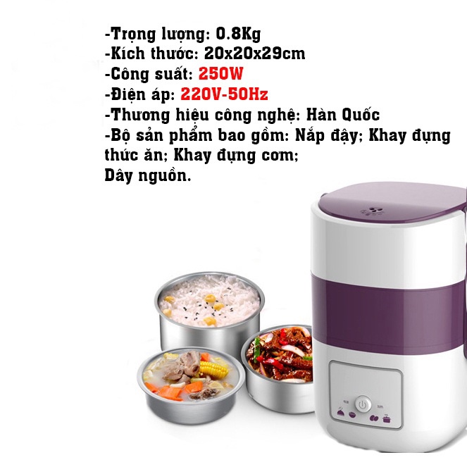 Hộp cơm cắm điện, cặp lồng cắm điện, nồi ủ cơm văn phòng, hộp đựng giữ nhiệt đa năng, bảo hành 12 tháng lỗi 1 đổi 1