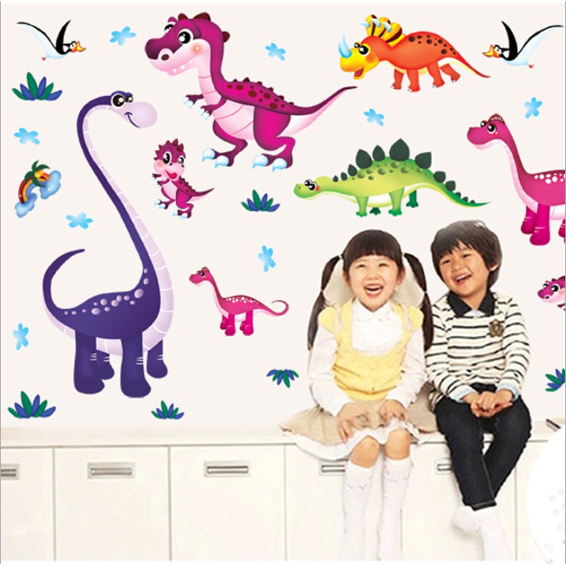 Decal dán tường - Khủng long lớn đủ màu 02