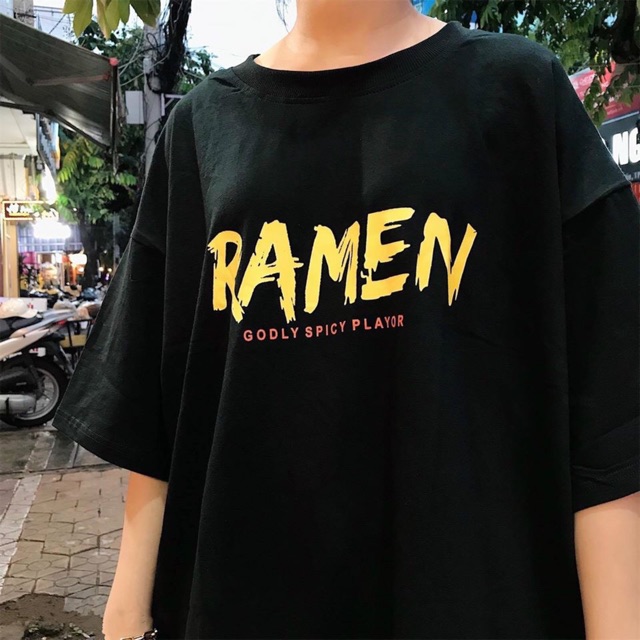 Áo Thun Unisex ❤️FREESHIP❤️ Áo Thun Tay Lỡ RAMEN màu ĐEN ☂️ Nam nữ unisex | BigBuy360 - bigbuy360.vn