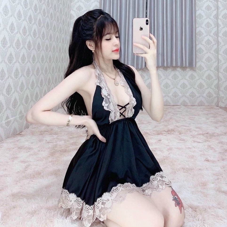 Đồ Ngủ Sexy Đan Dây Ngực Phối Ren Gợi Cảm Lụa Satin Cao Cấp Mềm Mại Kèm Quần Đùi Thoáng Mát Freesize - CN015 CINY | BigBuy360 - bigbuy360.vn
