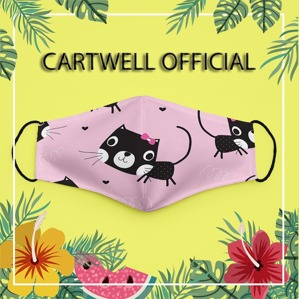 Khẩu trang thú cưng vui nhộn hoạt hình dễ thương cute cho bé Hình Đẹp CARTWELL dày 2 lớp thời trang unisex dây đeo mềm c