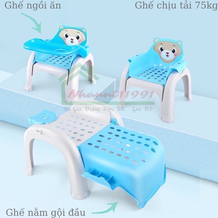 Ghế Đa Năng Cho Bé, Ghế Ăn Dặm Kiêm Ghế Gội Đầu, Ghế Ngồi Chơi Cho Bé, In Hình Gấu HOKORI