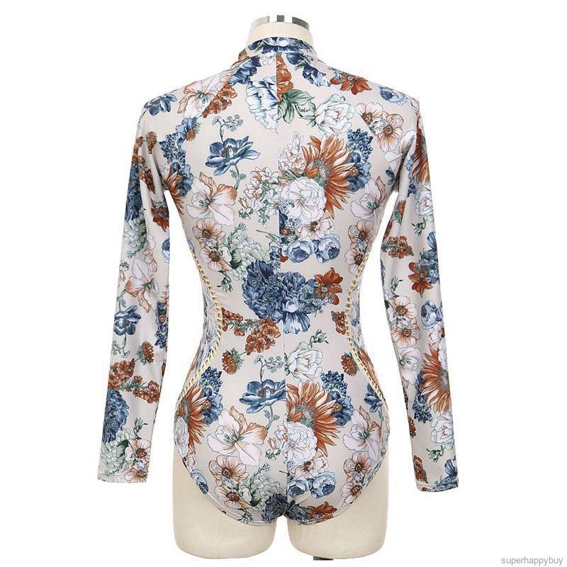 Đồ bơi dài tay họa tiết hoa thời trang nữ