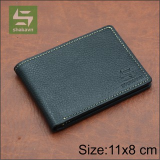 Ví nam size nhỏ da bò thật 100% nguyên miếng - Đen