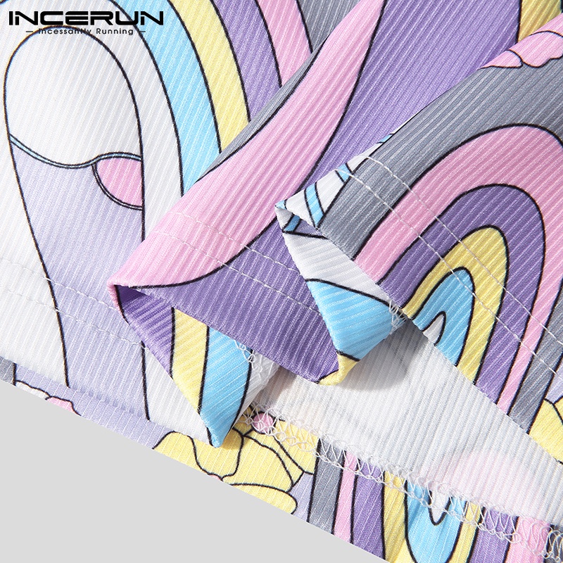 Áo dài tay INCERUN cổ lọ màu sắc nổi bật cho nam