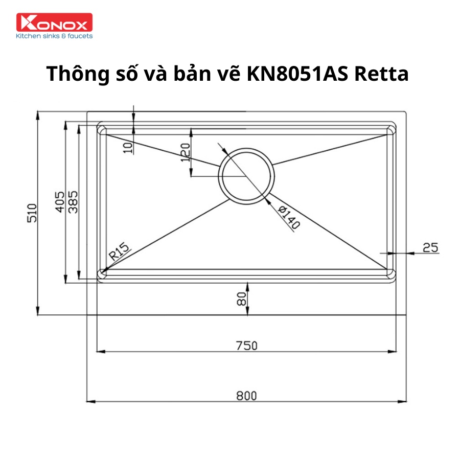 Chậu rửa bát KONOX Workstation – Apron Sink KN8051AS Retta - Bảo hành chính hãng 10 năm