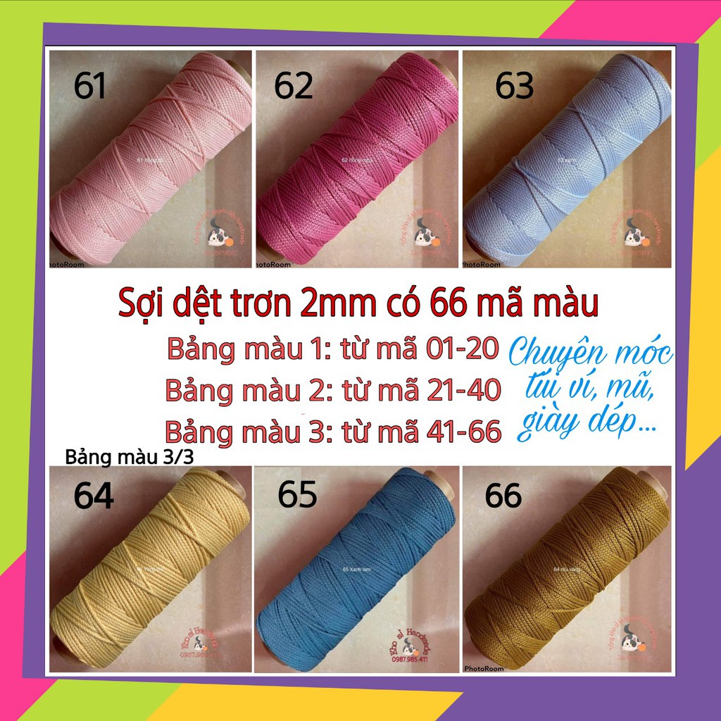 Sợi dệt trơn 2mm Bảng màu số 2/2