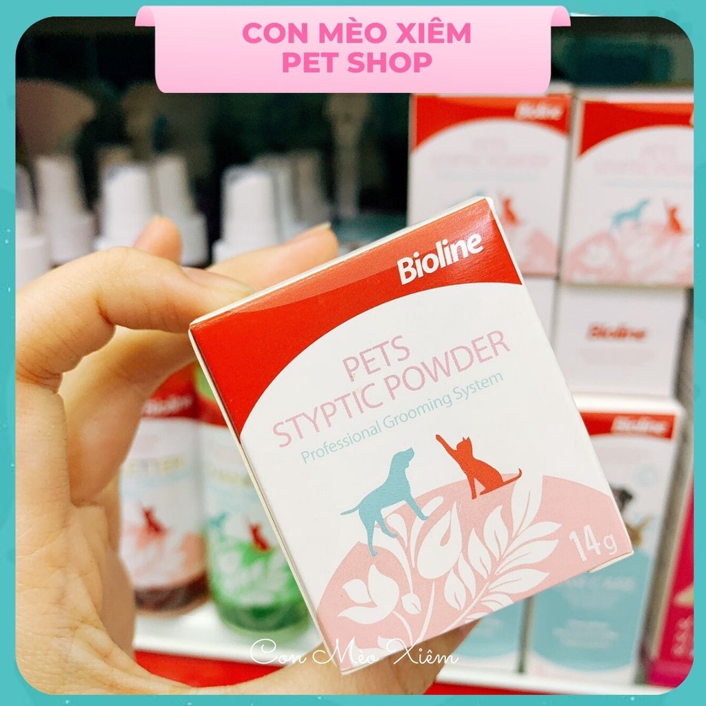Bột cầm máu chó mèo Bioline 14g, phụ kiện grooming chăm sóc thú cưng Con Mèo Xiêm
