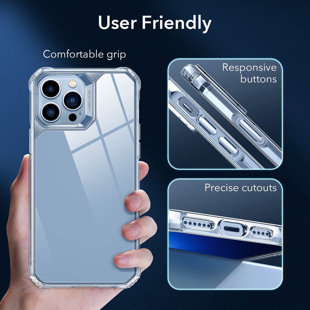 Ốp điện thoại ESR nhựa cứng viền polyme mềm trong suốt cho iPhone 13 mini/13/13 Pro Max