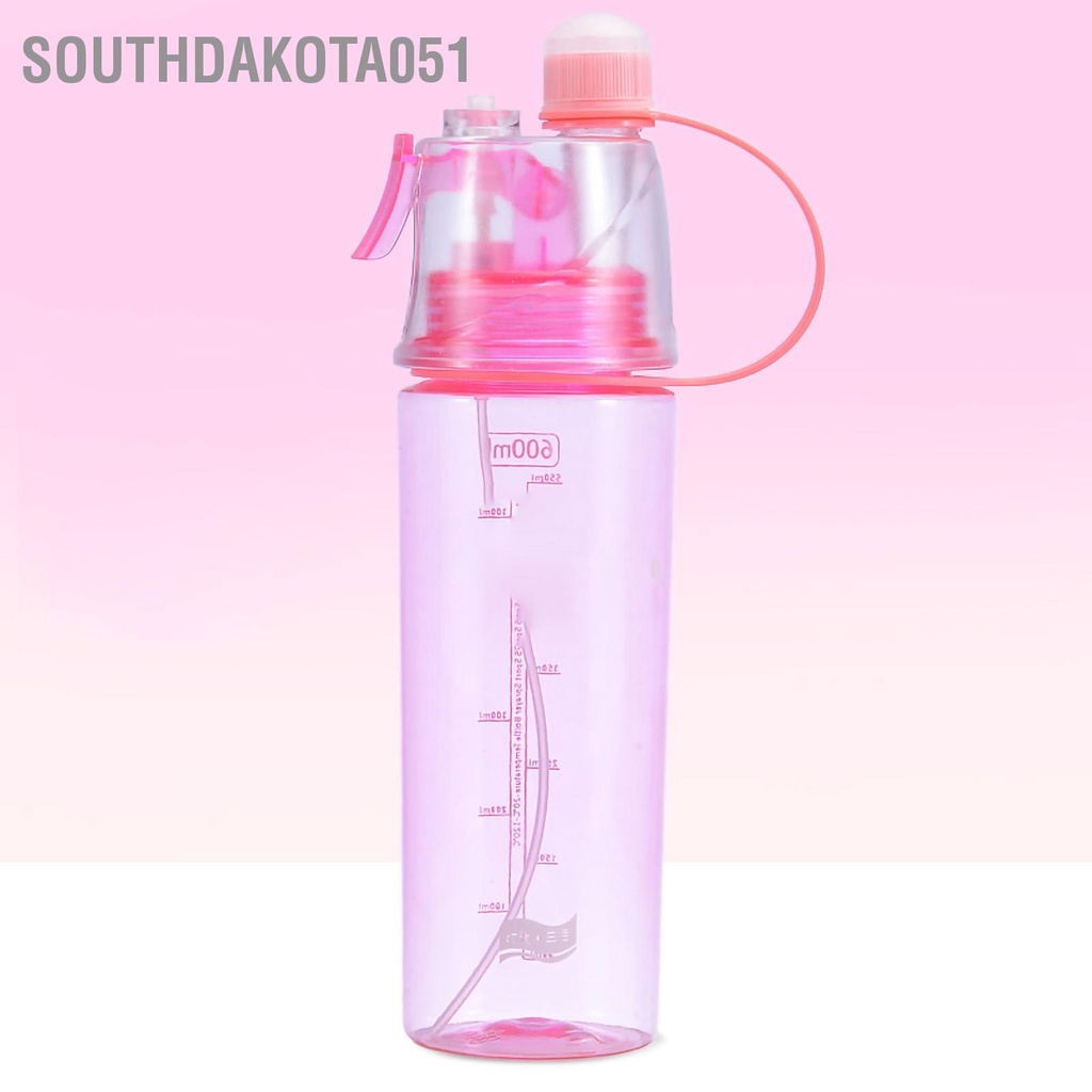 Southdakota051 Chai xịt nước Clear Scale 600ml Nhựa dung tích lớn cho Thể thao Đi bộ dã ngoại