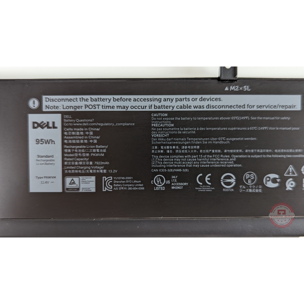 Pin Laptop Dell PKWVM 95Wh Thay Thế Cho Dell Precision 7550 7650 7750 7760 - Bảo Hành 6 Tháng