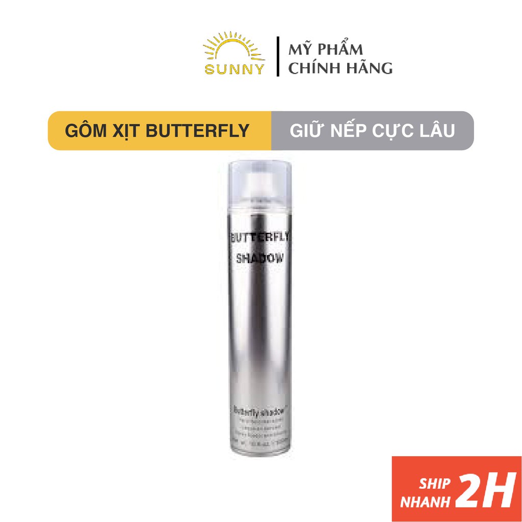 Gôm xịt tóc BUTTERFLY SHADOW Xịt và tạo kiểu trong tích tắc, giữ tóc cứng liên tục, khô ngay tức thì.