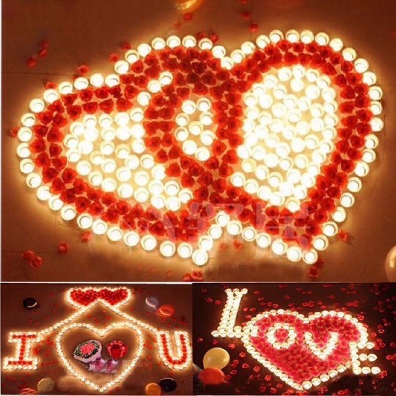 Combo nến tealight xếp hình trái tim, trang trí sinh nhật