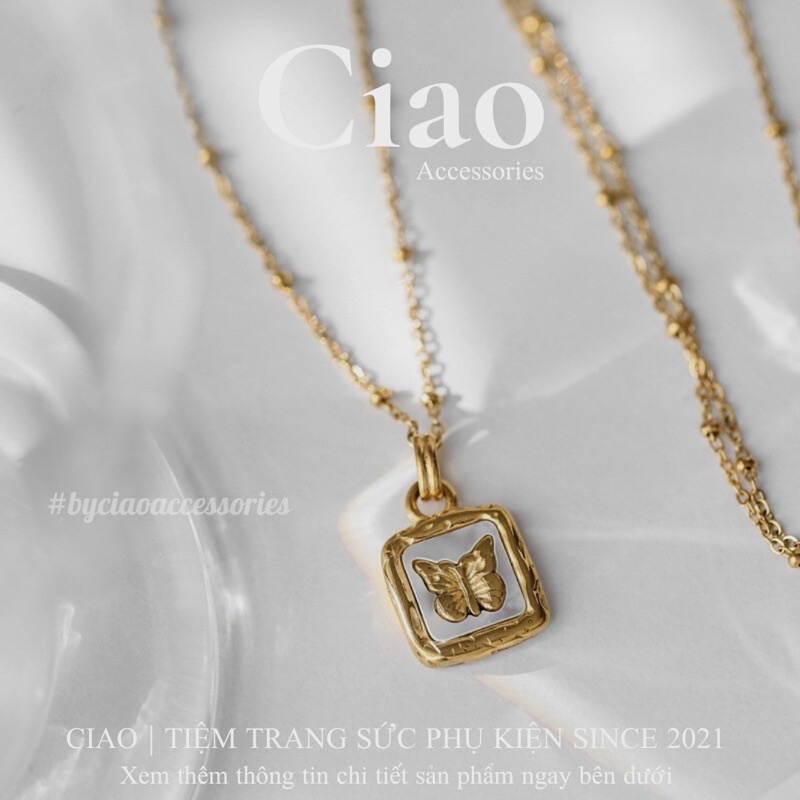 [HOẢ TỐC 1H] Dây chuyền/ Vòng cổ titan không gỉ thiết kế hình charm bổng hồ điệp Natila Ciao