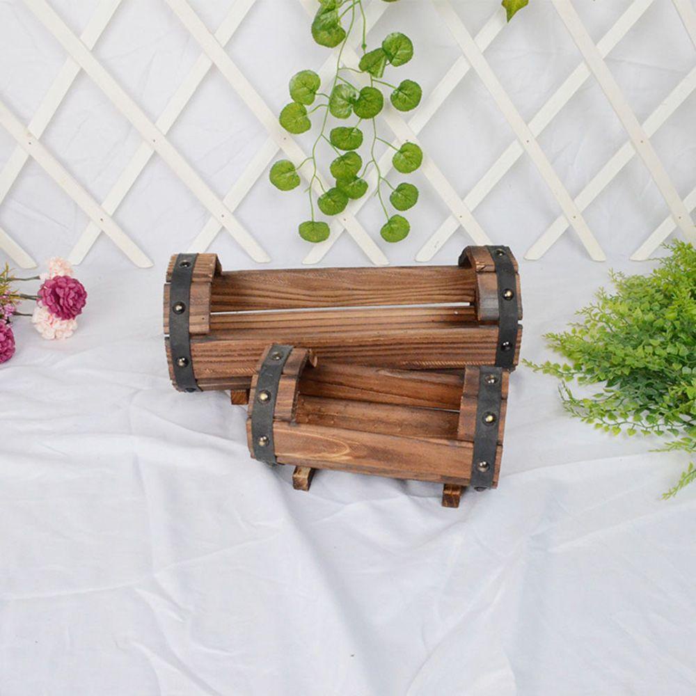 YIYU Chậu Hoa Bằng Gỗ Carbon Hóa Trang Sáng Tạo