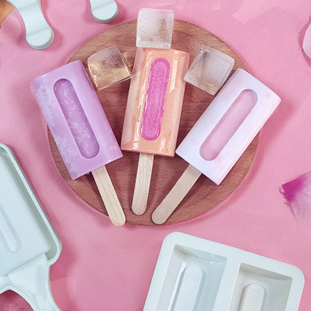 Khuôn Silicone Làm Kem Que 4 Ngăn Diy Tiện Dụng