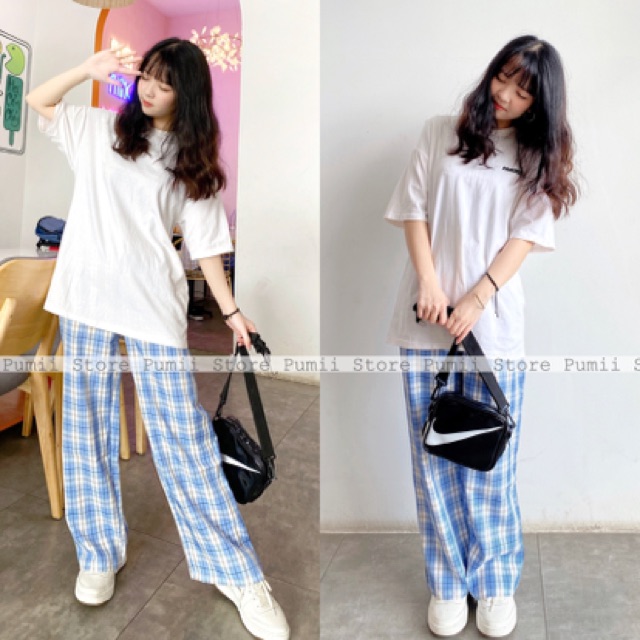 Quần ống rộng Culottes kẻ Caro suông dài (ảnh thật camera thường cuối cùng) | BigBuy360 - bigbuy360.vn