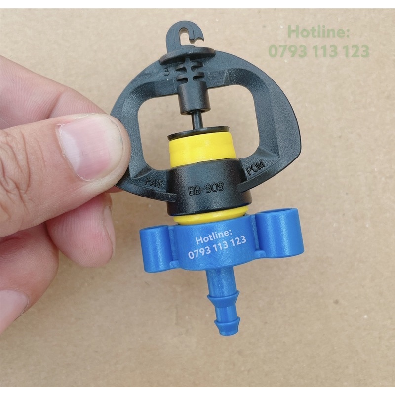Béc tưới nhỏ phun 360 độ BB 909 ren ngoài 17 ly, sử dụng trong hệ thống tưới tiêu, hoa màu, cây ăn trái