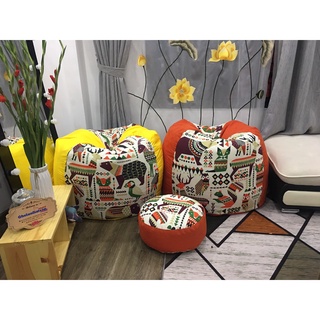 Vỏ ghế lười xốp, vải canvas thú ,4 size -inb màu