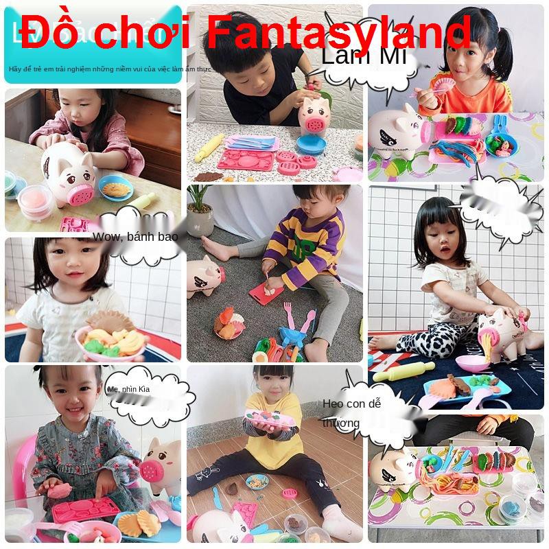 Máy làm mì Piggy kem Bộ công cụ bằng nhựa không độc hại Khuôn đất sét màu cho trẻ em và gái Đồ chơi <