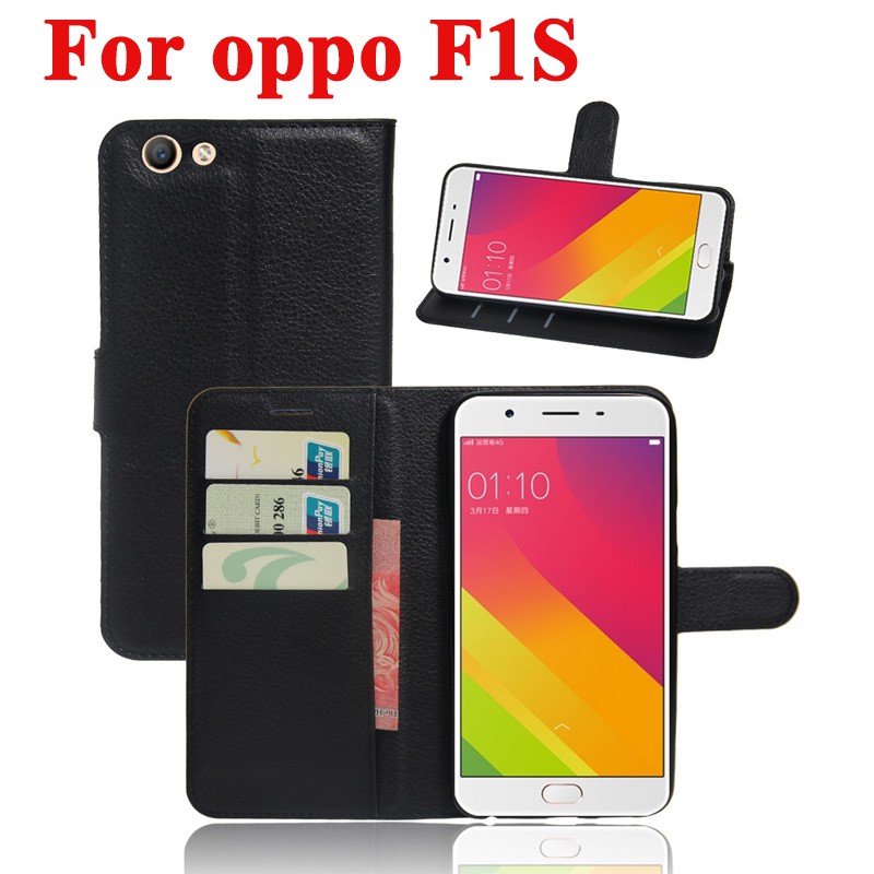 Bao da điện thoại màu trơn có ngăn đựng thẻ thiết kế thời trang cho OPPO F1