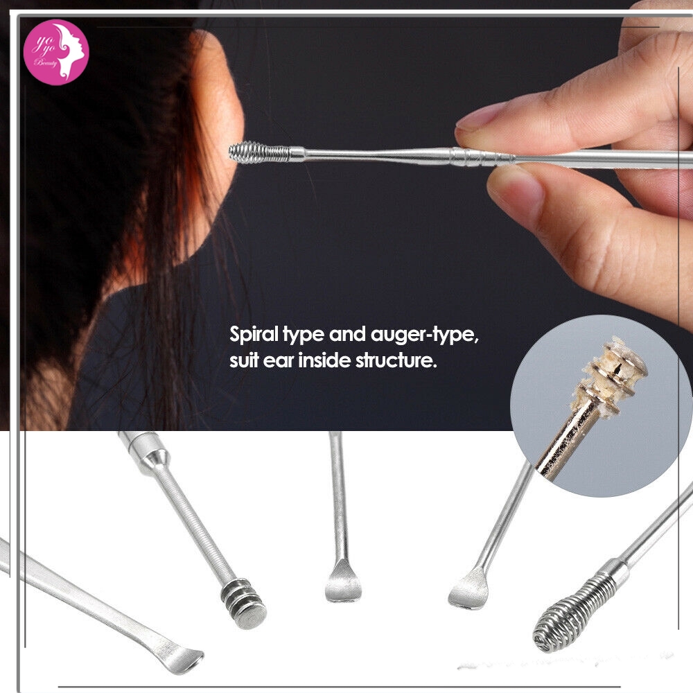 [Hàng mới về] Set 5 dụng cụ lấy ráy tai bằng thép không gỉ A45