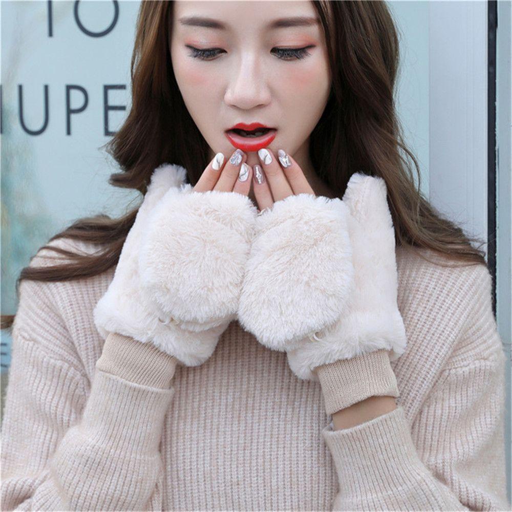 Găng Tay Giả Lông Mềm Mại Co Giãn Chống Gió Thời Trang