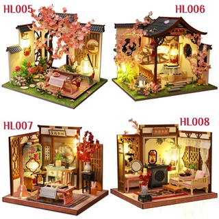 Kèm Mica và keo dán - Mô hình nhà gỗ búp bê Dollhouse DIY - Cầm Kỳ Thi Họa HL005 HL006 HL007 HL008