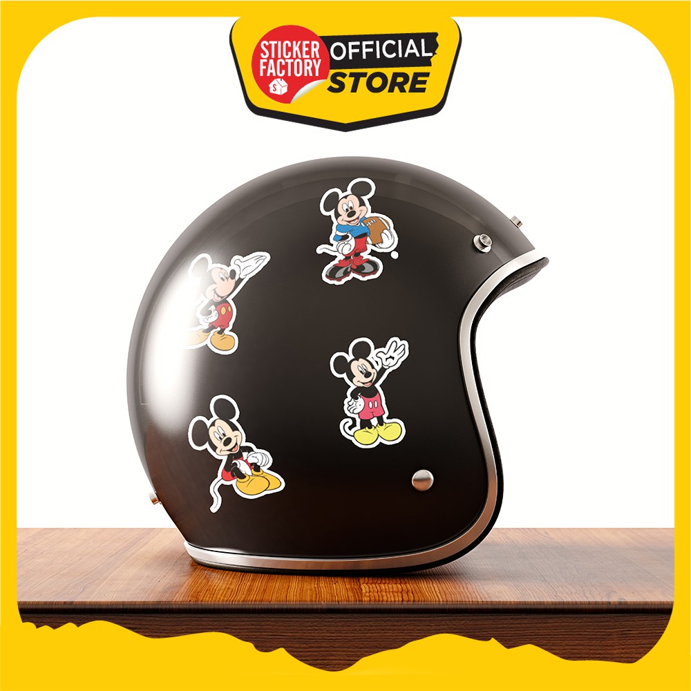 Hộp set 30 sticker decal hình dán nón bảo hiểm , laptop, xe máy, ô tô STICKER FACTORY - Mickey