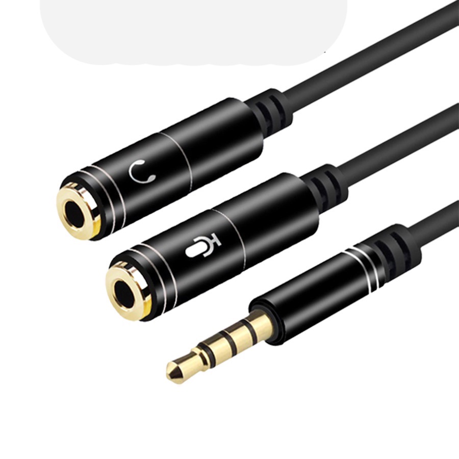 Cáp gộp và chia tai nghe và mic ra jack audio 3.5mm IronTech đầu chuyển đổi audio và mic cho tai nghe loa laptop pc