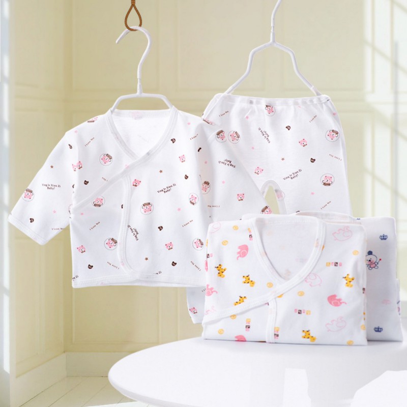 Set áo cotton cổ chữ V kèm quần dài đáng yêu cho trẻ sơ sinh