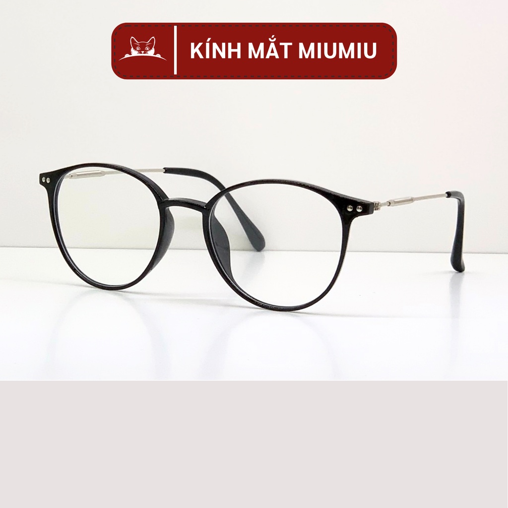 Kính gọng tròn nam nữ MIUMIU chất liệu nhựa càng kim loại giả cận thanh mảnh màu sắc thời trang 9531
