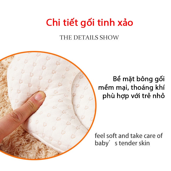 Gối cho bé sơ sinh hình gấu, gối trẻ em có tay chặn mềm mại