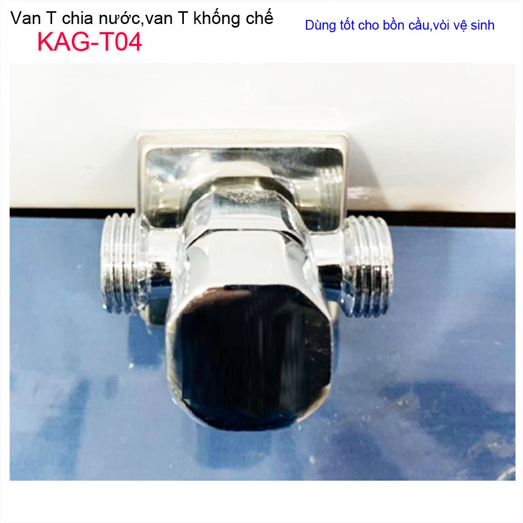 T chia nước van khóa giảm áp KAG-T04 cao cấp, van T chia nước bồn cầu và vòi xịt, T nối nước vòi xịt siêu bền