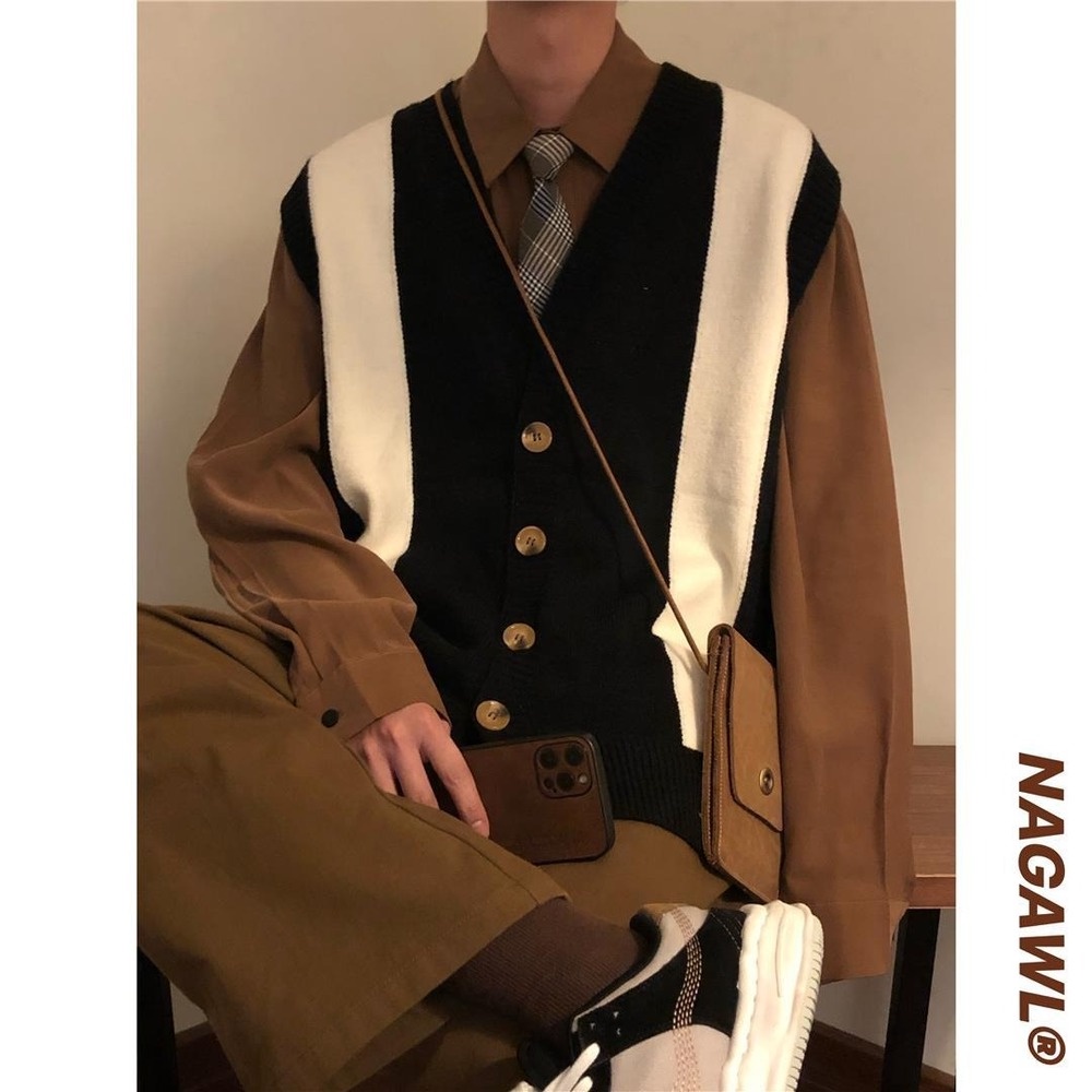 Áo Khoác Cardigan Dệt Kim Không Tay Dáng Rộng Phong Cách Nhật Bản Thời Trang Xuân Thu Mới Cho Cặp Đôi