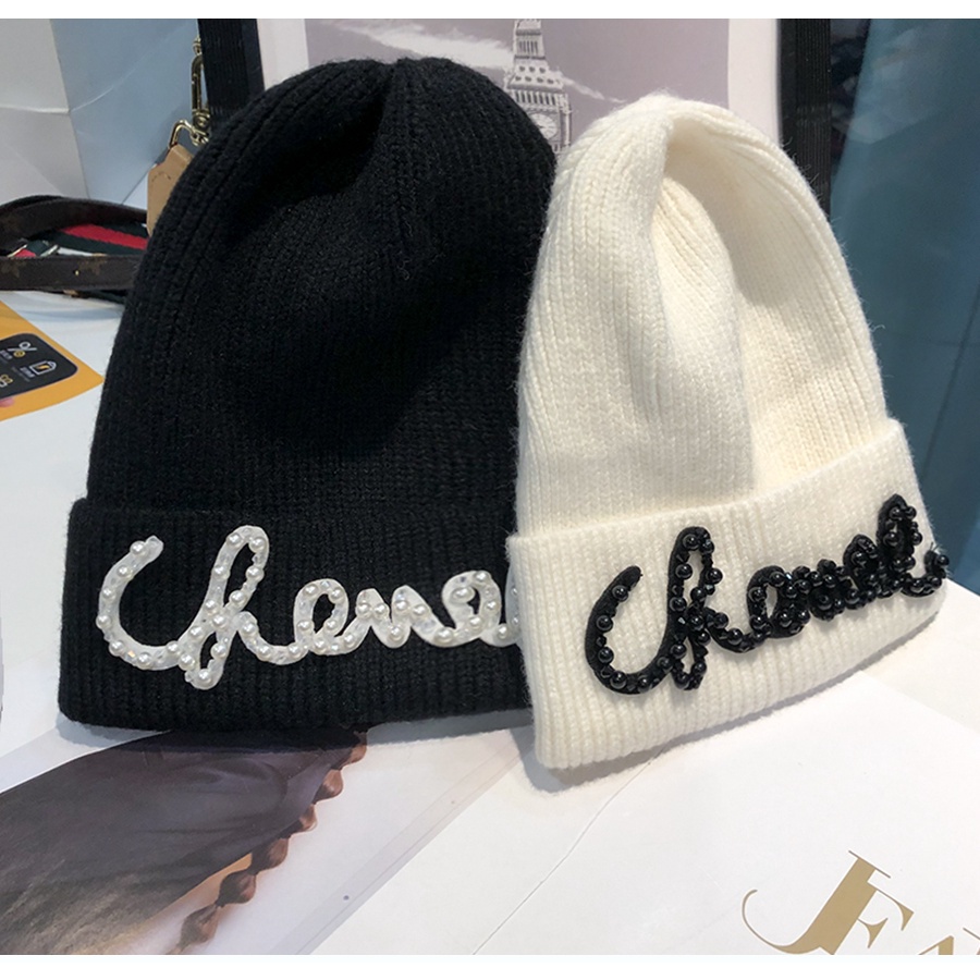 Mũ len đính ngọc trai giả thời trang nữ tính