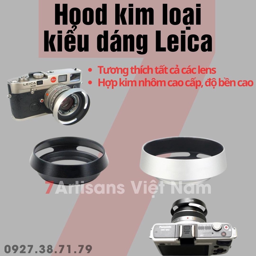 [SẴN] Hood LEICA kim loại phi 37mm, 39mm, 40.5mm, 43mm, 46mm, 49mm, 52mm, 58mm, 62mm, 67mm ... gắn được tất cả các lens