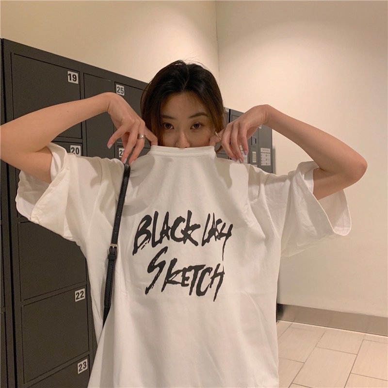 Áo thun phông nam nữ PINK tay lỡ form rộng BLACK LASH Unisex