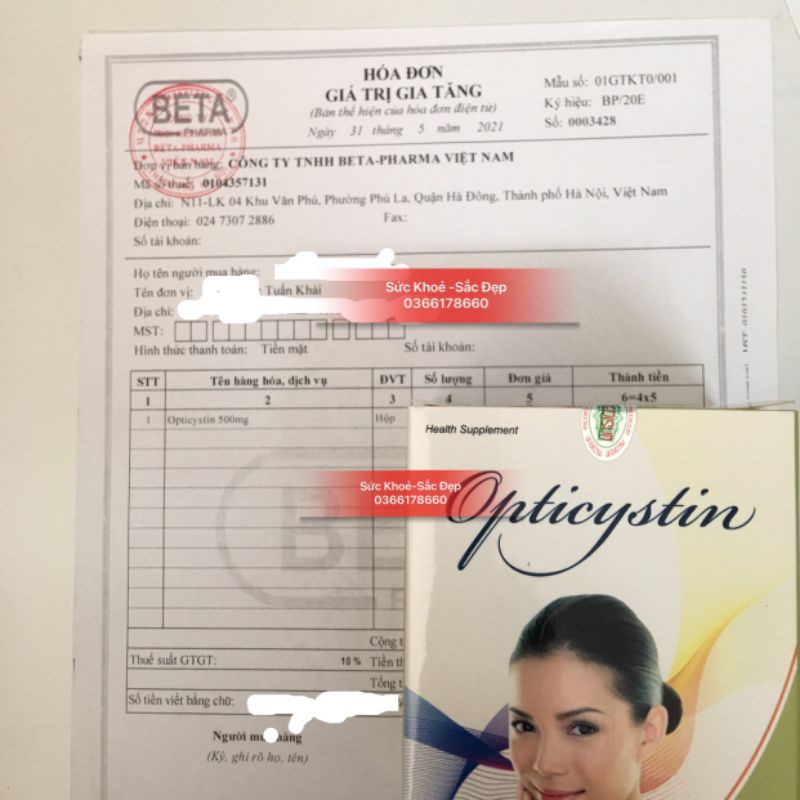 VIÊN UỐNG MỌC TÓC ĐẸP DA OPTICYSTIN Hộp 60 Viên