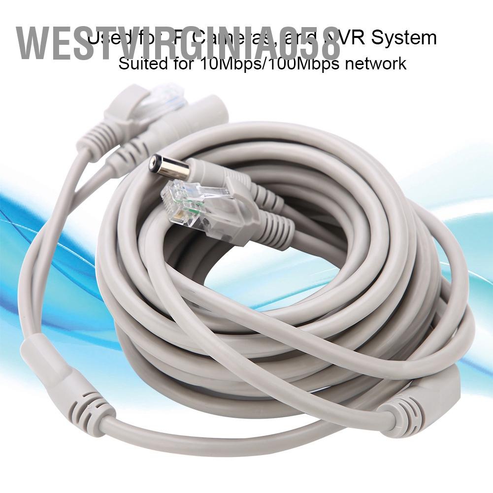 Westvirginia058 5M/10M/15M/20M RJ45+DC Ethernet CCTV Cable for IP Cameras NVR System 10Mbps/100Mbps