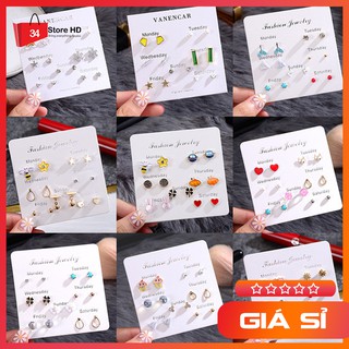 Bông Tai Bảy Ngày - Bông Tai Nhí Nhiều Chi Tiết Hàn Quốc