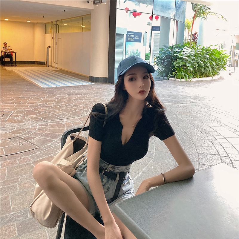 Áo sweater tay ngắn thời trang trẻ trung phong cách Hàn Quốc