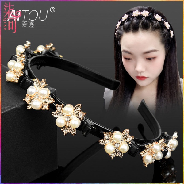 Pearl Headband Braided Bangs Hair Patch Artifact for a Lazy South Korea Sweet Hair Pin Internet Celebrity2021Years of the New