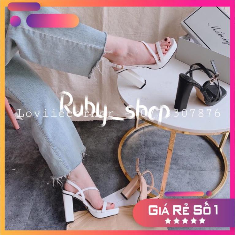RUBY_SHOP- SANDAL CAO GÓT ĐẾ ĐÚP 11 PHÂN QUAI MẢNH 11CM - SANDAL CAO GÓT MŨI ĐÚP QUAI MẢNH GÓT VUÔNG 10CM - G201046