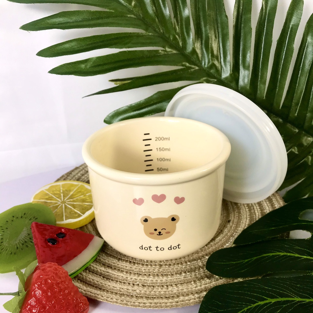Bát ăn dặm cho bé, bát sứ ăn dặm MỊN KIDS, bát có nắp đậy giữ nhiệt tiện lợi giữ nóng đồ ăn lâu